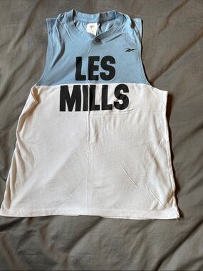 Reebok LES MILLS Two-Tone Muscle Tank - Light Blue & White